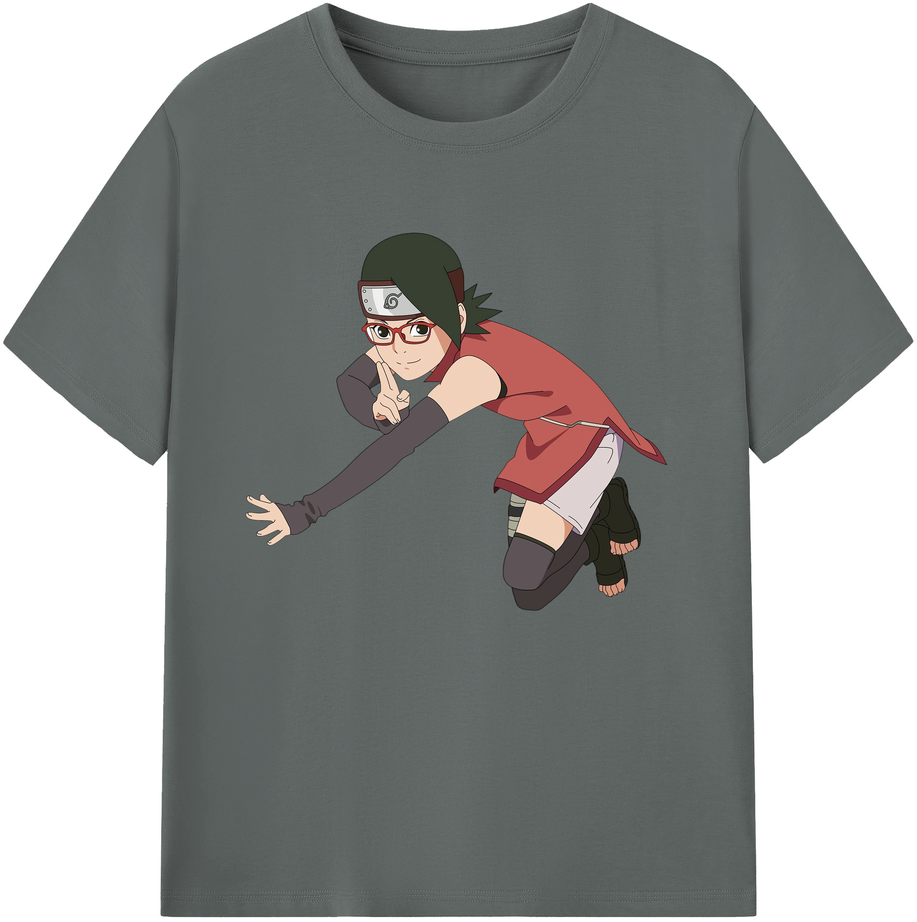 （画像用） NARUTO -ナルト- うちは サラダ Uchiha Sarada 綿100％ メンズ半袖Tシャツ｜肌触りやわらか＆通気性